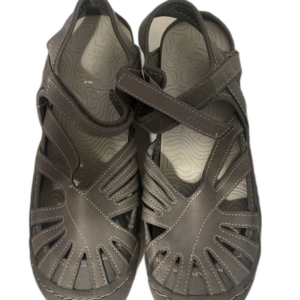 J Sport by Jambu Poppy Women’s Gray Strap Sandals Sz 8.5M Hike Mary Jane NEW